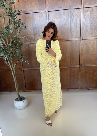Lemon fully lined lace dress- jayna - Fash Focused