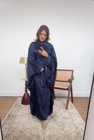 navy diamante abaya with scarf attached- jaia - Fash Focused