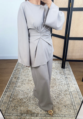 Taupe twist tie back coord- viva - Fash Focused