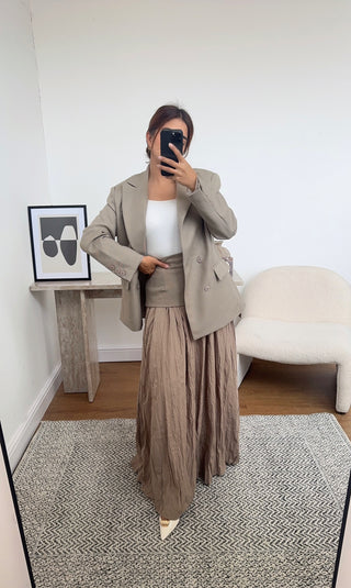 Taupe blazer with skirt two piece- Aline - Fash Focused