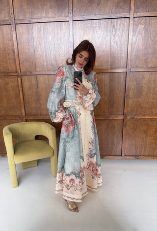 blue floral button maxi dress- terza - Fash Focused
