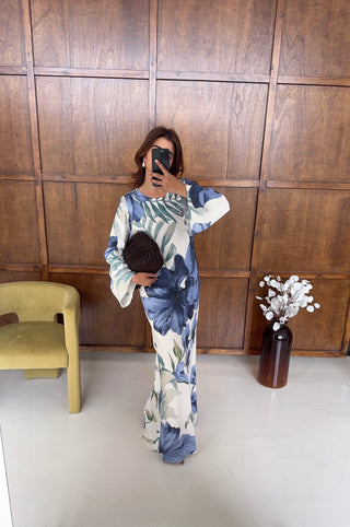 blue paradise floral maxi dress- shaba
