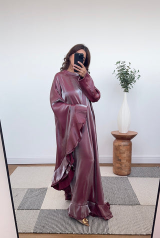 Shimmer kaftan dress in wine- Karasi - Fash Focused