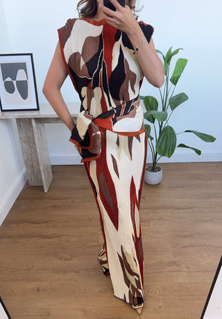 Printed pleated dress- kiara