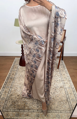 Cream printed diamente kaftan- rimal - Fash Focused