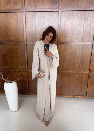 Cream two piece kimono set- amal - Fash Focused