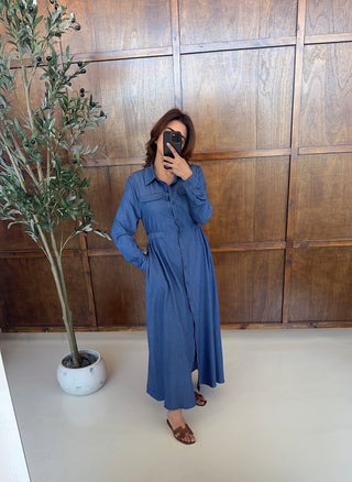 Denim look shirt dress - dari - Fash Focused