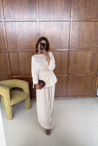 Cream shirred coord- solea
