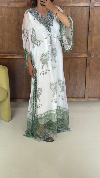 Olive bloom embellished kaftan- gia