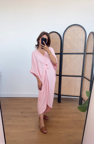 Pink short sleeve knot dress- esme