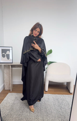 Black high neck cape dress - noor - Fash Focused