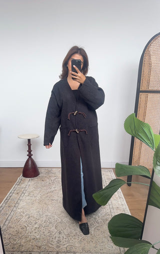 Black maxi coat- Naya - Fash Focused