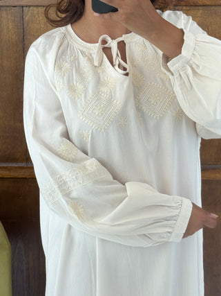 Cream embroidered dress- saria