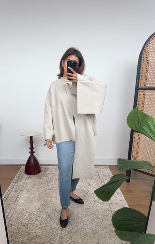 Cream scarf cape jacket- Aiya - Fash Focused