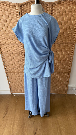 Blue ruched wrap coord OUTLET - Fash Focused