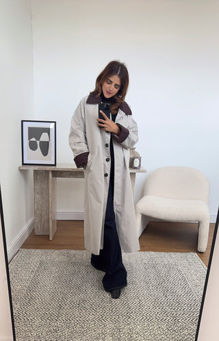 cream trench with corduroy detail - Miley - Fash Focused