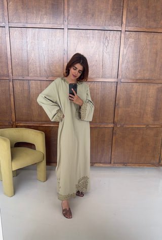 Sage embroidered kaftan- nahla