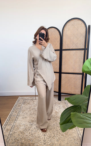 Taupe wrap coord- numa - Fash Focused
