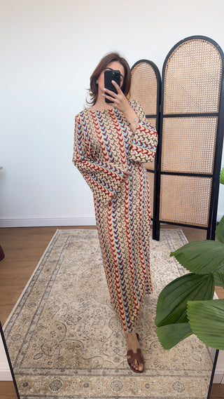 Zigzag crochet dress with belt- yaita - Fash Focused