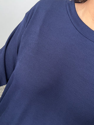 Navy long ribbed coord- keena