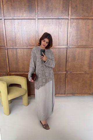 Taupe lace two piece dress- nola