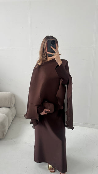 Coco two piece pleated cape dress- lulwa - Fash Focused