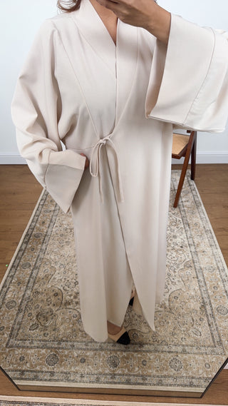 Cream dress with tie detail- aria - Fash Focused