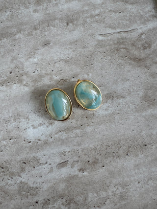 Aqua aura statement earrings