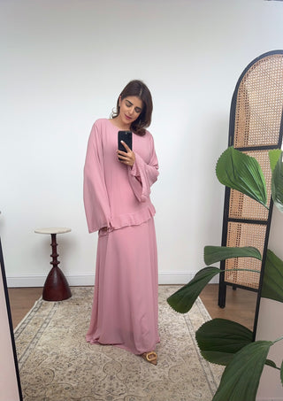Pink chiffon maxi dress- bria