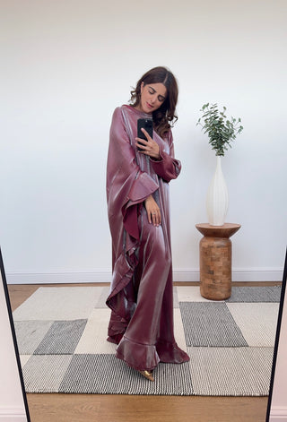 Shimmer kaftan dress in wine- Karasi - Fash Focused