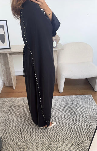 Black pearl scarf dress with back tie - tia