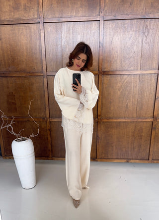 ivory lace Asymmetric coord- wani - Fash Focused