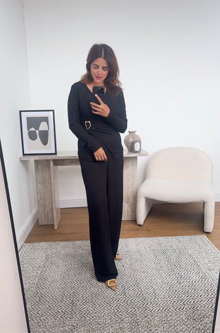 Black ruched wrap coord - Yenvi - Fash Focused