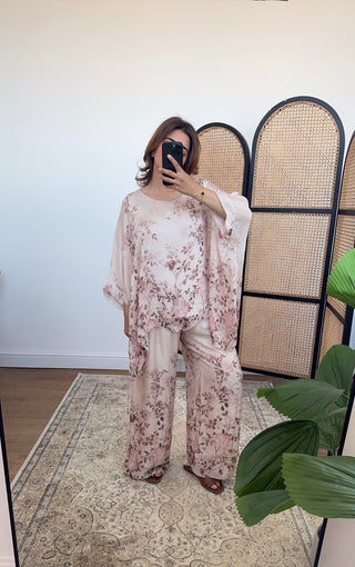 Cream floral chiffon coord- Nalani - Fash Focused
