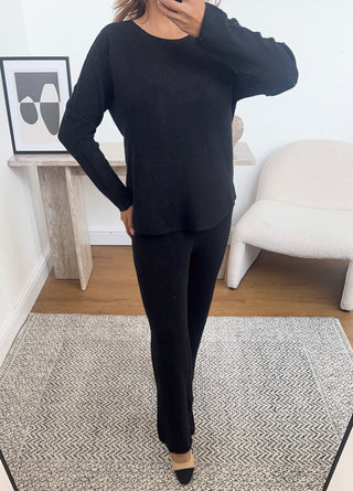 Black basic knit coord - ema - Fash Focused