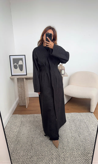Black Structured coat with a belt- sica - Fash Focused