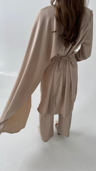 Beige draped coord set- atheer - Fash Focused