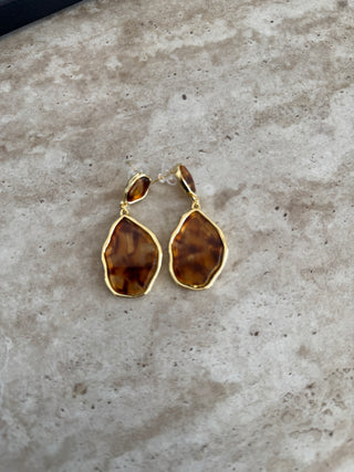 Golden tortoise drop earrings - Fash Focused