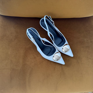 Cream sling back heels - Raya - Fash Focused