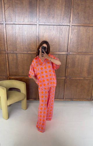 Orange chain print coord- monaco