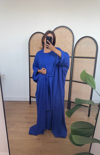 Royal blue two piece abaya set- hadia
