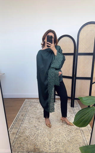 Emerlald scarf top with lace detail- lana - Fash Focused