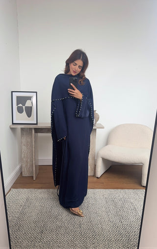Navy pearl cape dress- sisi - Fash Focused