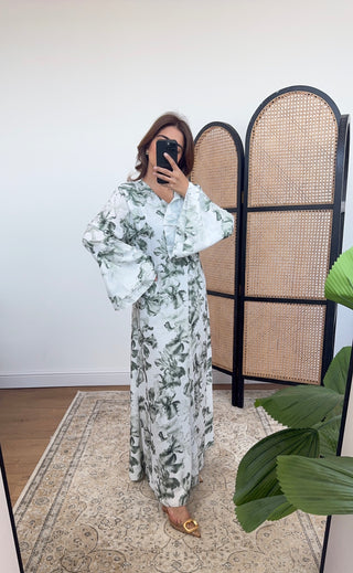 Olive floral printed dress- hana - Fash Focused