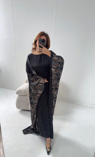 Black printed diamente kaftan- rimal - Fash Focused