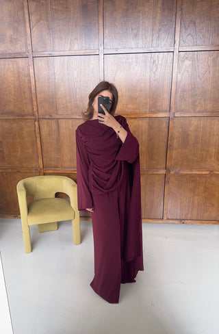 burgandy drape cape two piece- vivi - Fash Focused