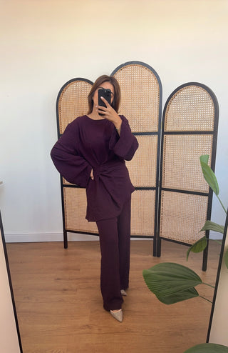 Plum twist tie back coord- riva
