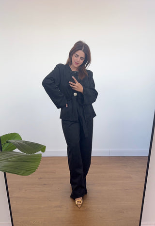 Black suede blazer two piece- eila - Fash Focused