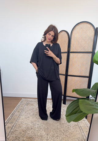 Black casual t shirt coord - Fash Focused
