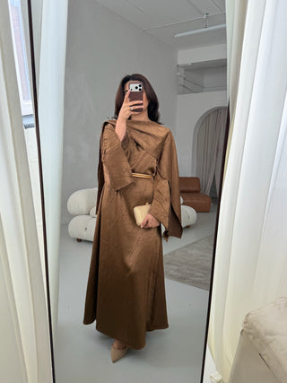 Golden brown scarf dress with pockets - lumera - Fash Focused